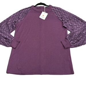 **NWT** Miholl Top w/Lace Sleeves